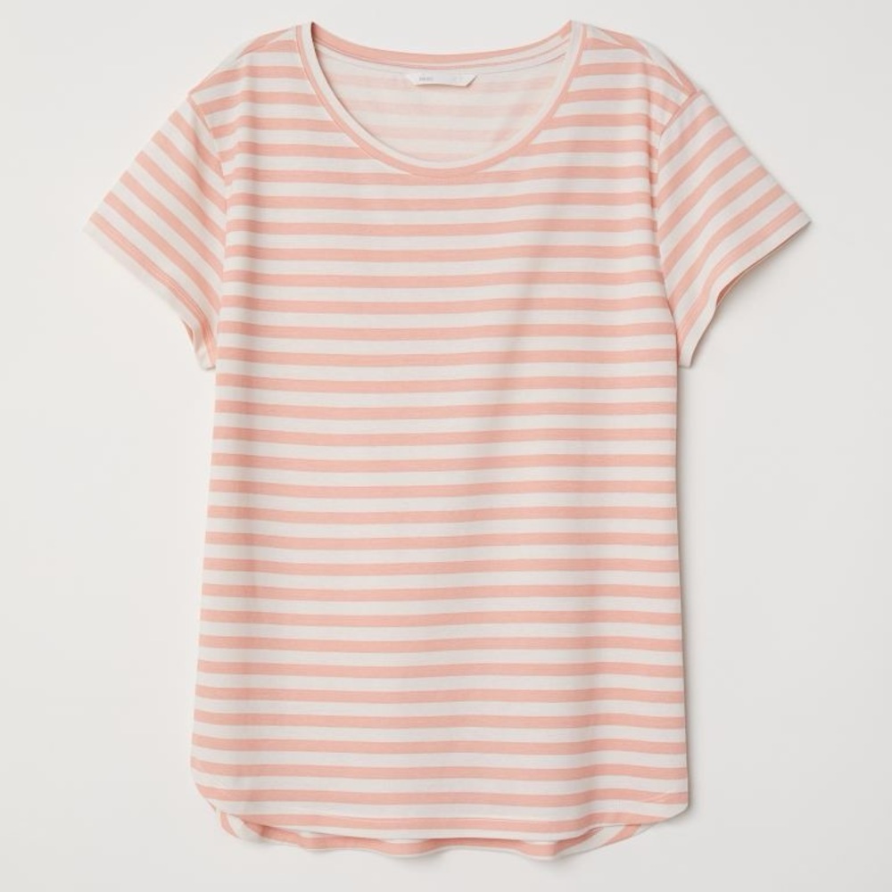 H&M Peach Striped T Shirt